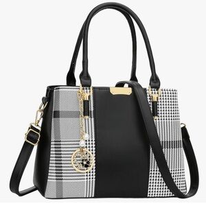 Elegant Black and White Checkered Handbag